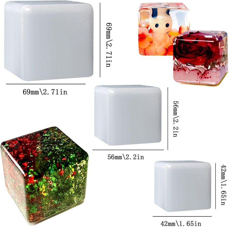 ZQYSING (3 Pack) Resin Cube Molds, Deep Square Silicone Molds for Epoxy Resin Casting DIY Art Craft Candle Soap Making - Image 2